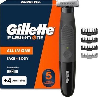 Gillette Fusion One Hybrid Rasierer Herren Wasserdichter Trimmer, 45-Min Akku