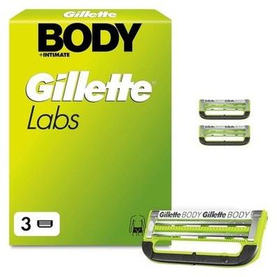 GilletteLabs Body & Intimate Männer Rasierklingen— 3 Original Ersatzklingen