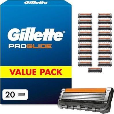 Gillette Proglide Rasier-Klingen Herren, 20 Original Ersatzklingen, Schwarz