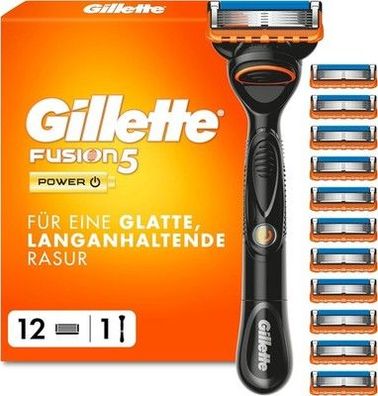 Gillette Fusion 5 Power Rasierer Herren, Nassrasierer, Metall, Schwarz, Rasur