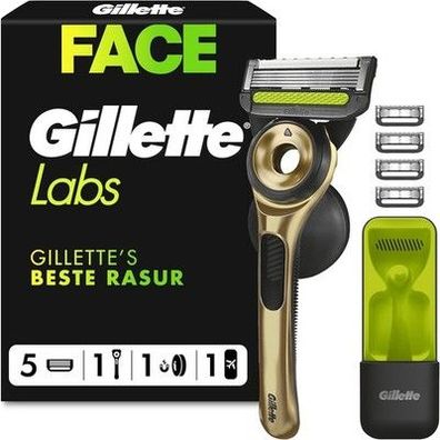 Gillette Labs Rasierer Herren mit Reinigungs-Element, Nassrasierer + 5 Klingen