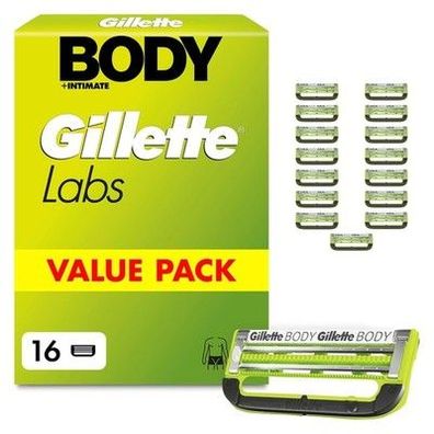 GilletteLabs Body & Intimate Männer Rasierklingen — 16 Original Ersatzklingen
