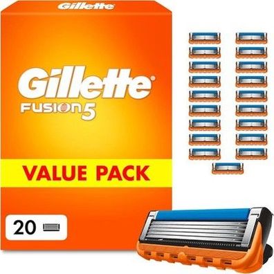 Gillette Fusion 5 Klingen Herren, 20 Original Rasierklingen, Orange - Rasur