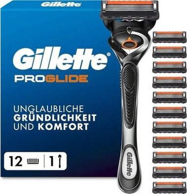 Gillette Proglide Rasierer Herren, Nass-Rasierer, Metall Grau/Schwarz, 5 Klingen