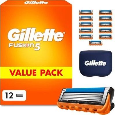 Gillette Fusion 5 Klingen Herren, 12 Original Rasierklingen, + Reiseschutzkappe