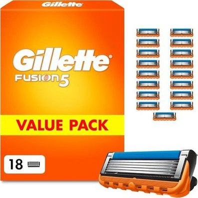 Gillette Fusion 5 Klingen Herren, 18 Original Rasierklingen, Orange - Rasur