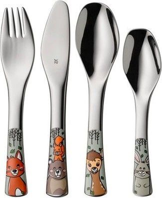 WMF Waldfreunde Kinderbesteck Set 4-teilig, Kinderbesteck Edelstahl, Besteck