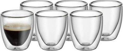 WMF Kult doppelwandige Espresso-Tassen Glas Set 6-teilig, doppelwandige Gläser