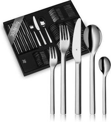 WMF Habitum Edelstahl Besteck Set 6 Personen, Essbesteck Set 30 teilig, glänzend