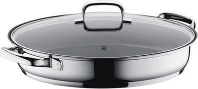 WMF Schmorpfanne/Fischpfanne oval 38 x 26 cm mit Glasdeckel, Cromargan Induktion
