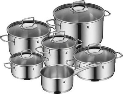 WMF Astoria Topfset Induktion 6-teilig, Kochtopf Set mit Glasdeckel, Cromargan