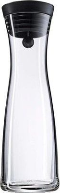 WMF Basic Wasserkaraffe aus Glas, 1 Liter, Glaskaraffe mit Deckel Silikondeckel