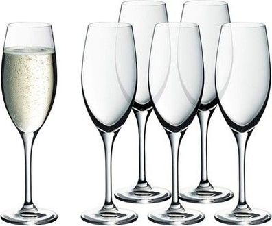 WMF Easy Plus Champagner-/ Sektgläser Set 6-teilig, 250ml, Kristallglas, klar