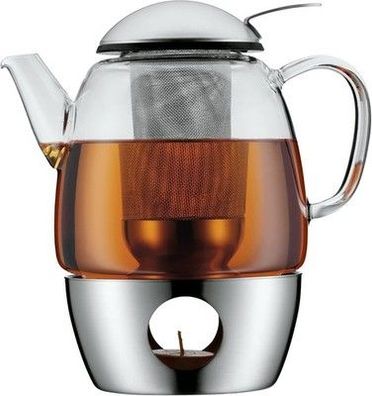 WMF SmarTea Teekanne mit Stövchen Set 3-teilig, Cromargan Edelstahl, Glaskanne