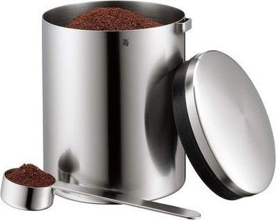 WMF Kult Tee- Kaffeedose Edelstahl 500g, Edelstahldose mit Maßlöffel, mattiert