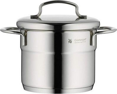 WMF Mini Kochtopf klein 12cm, Metalldeckel, Fleischtopf Induktion 1 L Cromargan