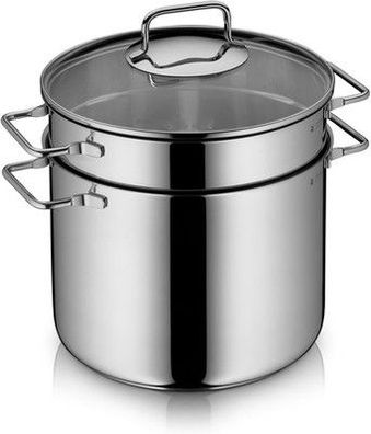 WMF Nudeltopf mit Sieb 24 cm Induktion, Kochtopf 7 Liter Spaghettitopf poliert