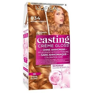 L'Oréal Paris Coloration ohne Ammoniak und Silikone, Nr. 834 Kupfergoldblond