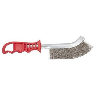 wolfcraft Edelstahl-Handdrahtbürste mit Kunststoffgriff - für Edelstahl, Metall