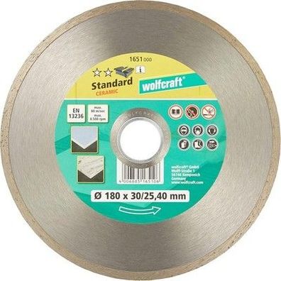 wolfcraft Diamant-Trennscheibe Standard Ceramic Ø 180 I 1651000 I gesintert