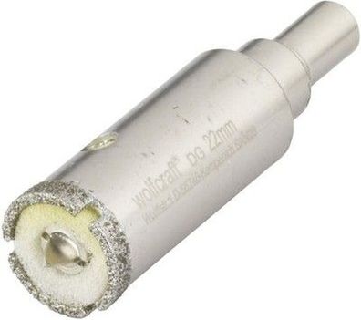 wolfcraft Bohrkrone, diamantbestreut "Ceramic" mit Zentrierbohrer & Schaft, 22mm