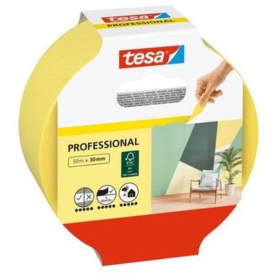 tesa Malerband Professional - Malerkrepp aus dünnem Washi-Papier - 50 m x 30mm