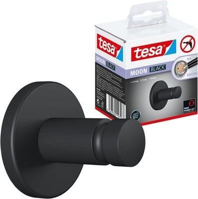 Tesa Moon Black Handtuchhaken, matt schwarz für Bad & WC - 37 mm x 37 mm x 36 mm