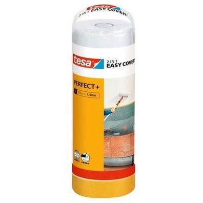 Tesa Easy Cover Perfect+ Refill M 2-in-1 Malerfolie mit Malerband, 33 m x 140 cm
