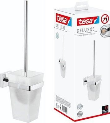 Tesa Deluxxe Toilettenbürsten-Set, verchromt, mit Glas - 98mm x 445mm x 138mm