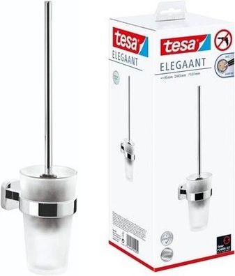 Tesa Elegaant Toilettenbürsten-Set, verchromt, satiniertes Glas - 137x95x397 mm