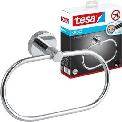 tesa SMOOZ Handtuchring, verchromt - Handtuchhalter-Ring oval - 185 x 130 x 50mm