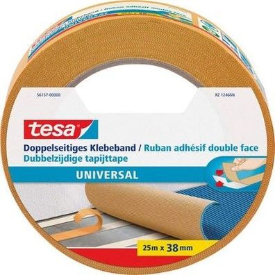 Tesa Doppelseitiges Klebeband Universal - Vielseitiges Klebeband, 25 m x 38 mm