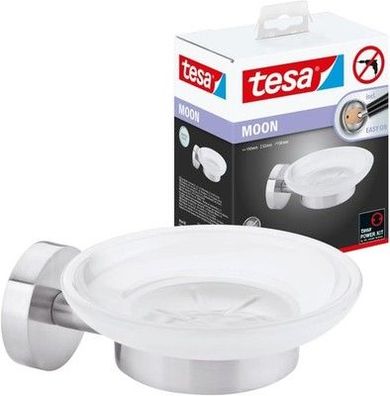 Tesa Moon Seifenschale + Wandhalterung, satiniertem Glas & verchromtem Edelstahl