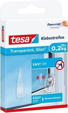 Tesa Klebestreifen zum Befestigen auf transparentem Untergrund z.B. Glas, 0,2 kg