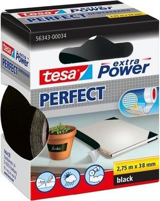 Tesa extra Power Perfect Gewebeband - Gewebeverstärktes Ductape, 2,75 m x 38 mm