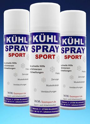3 Dosen (à 300 ml) WM-Teamsport Original Sport- Kühlspray, Eisspray Kältespray