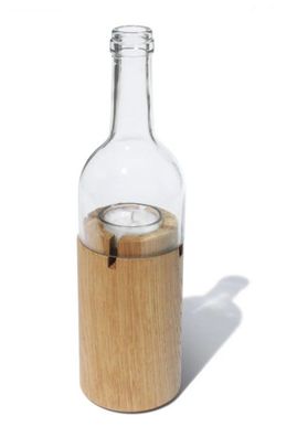 Weinflaschen Windlicht klarglas - WeinLicht mit Glaseinsatz für Teelicht