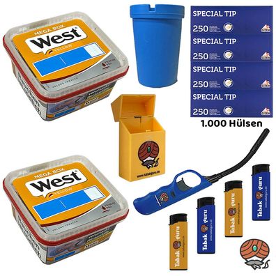 West Yellow Volumentabak Mega Box 2x 105g + Gizeh Special Tip Hülsen