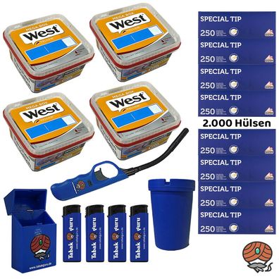 West Yellow Volumentabak Mega Box 4x 105g, Gizeh Special Tip Hülsen, Zubehör