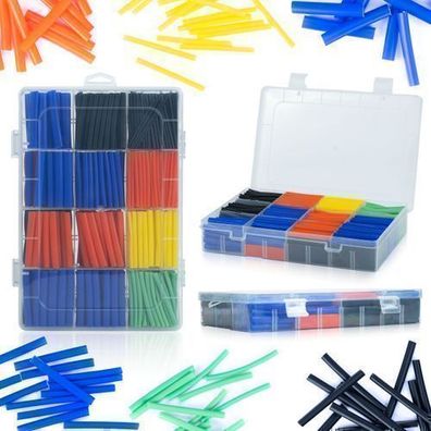 Rosfix Schrumpfschlauch Set 580 Stk – 2:1 Polyolefin | Ø 1–14 mm, 5 Farben