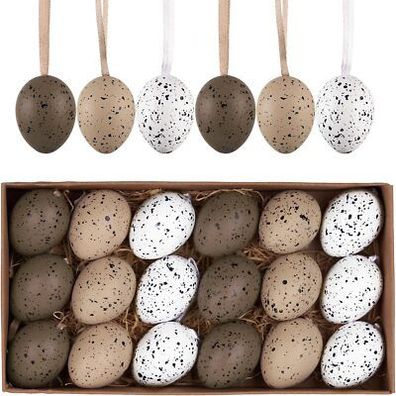 VALERY Madelyn 18x Ostereier zum Aufhängen für Osterdeko, 4cm Naturfarbene Eier