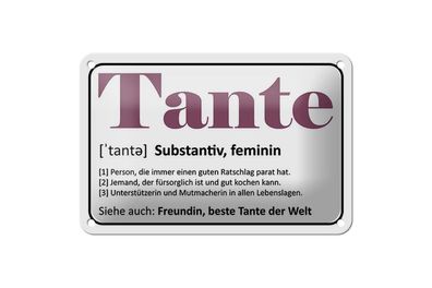 Blechschild Tante Freundin beste Tante Welt, 3 vers. Größen Spruch