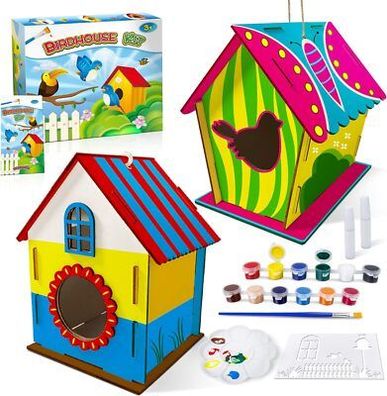 Heyzeibo Vogelhaus Bausatz für Kinder - DIY Set 2 Stück Holz Basteln für Kinder