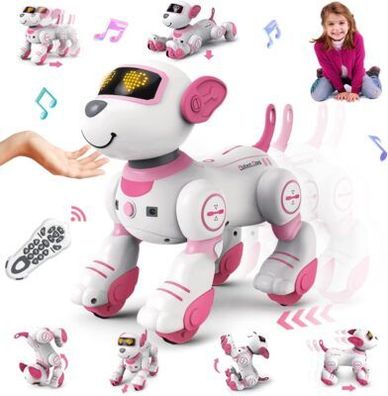 VATOS Roboter Hund Kinder Ferngesteuerter Spielzeug, 17 Funktionen, Rosa Mädchen