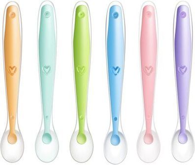 PandaEar 6 Stück Fütterlöffel Kinder Löffel Set Mehrfarbig Baby-Löffel Silikon