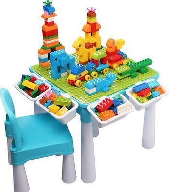 Burgkidz 5-in-1-Kinder-Aktivitäts-Tischset - 128 Teile Kompatibel mit LEGO