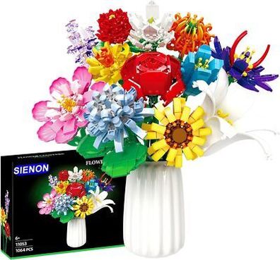 SIENON Blumenstrauß Bausatz, 1009 Stück 12 Arten von Blumen Sammlung, Bausteine