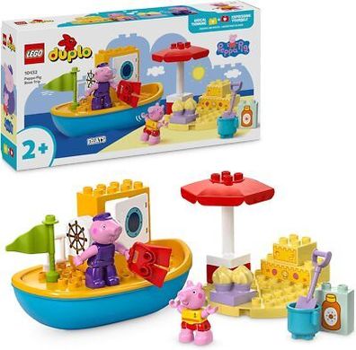 LEGO DUPLO Peppa Wutz Bootsausflug: Spielset mit Spielzeugboot zum Bauen, Kinder