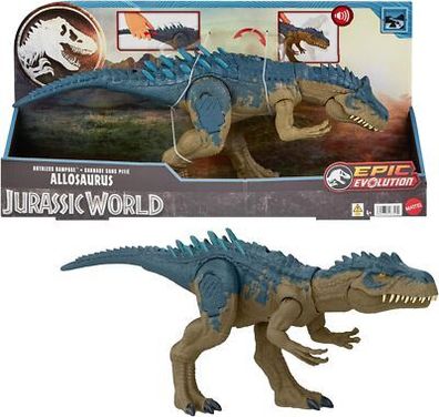 Mattel Jurassic World Ruthless Rampage Allosaurus Dinosaurier-Spielzeug, 35cm