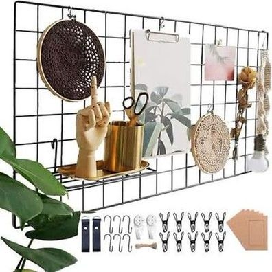 Wandgitter Schwarz, Wanddekor, Multifunktionale Gitterwand, DIY Gitter (40x80cm)